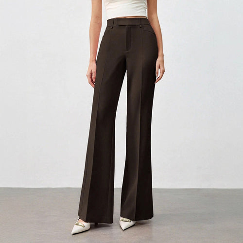 Damen Klassische Stoffhose mit hohem Bund und geradem Bein EB