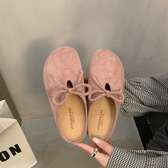 Damen hochwertige Slipper mit weichem Innensohle und dekorativem Schleifchen EB