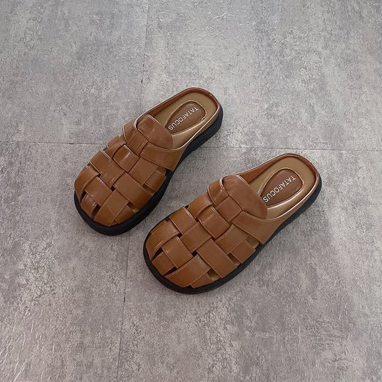 Damen Komfortable geflochtene Sandalen mit bequemer Fußbettgestaltung EB