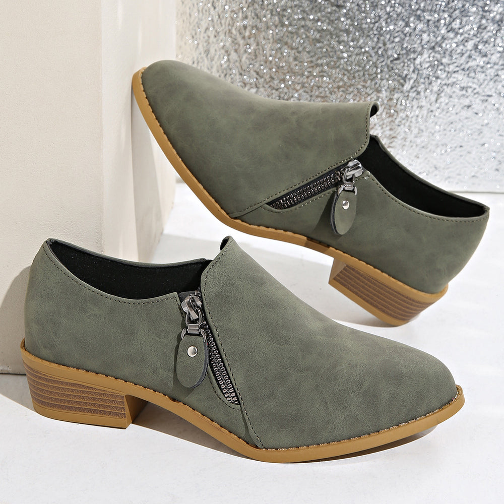 Damen Biker-Stiefeletten mit modischem Reißverschluss und bequemer Sohle EB