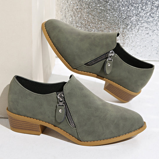 Damen Biker-Stiefeletten mit modischem Reißverschluss und bequemer Sohle EB
