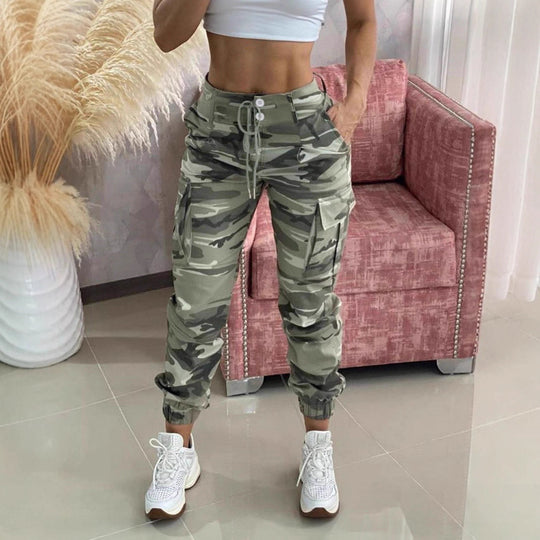 Damen Freizeithose mit Cargo-Taschen und elastischem Bund EB