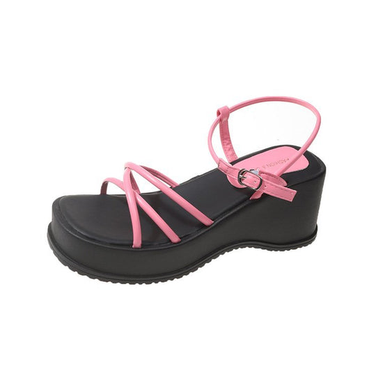 Damen Wedge-Sandaletten mit verstellbarem Riemen und schickem Design EB