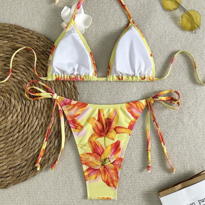 Damen Triangel-Bikini-Set mit floralen Akzenten EB