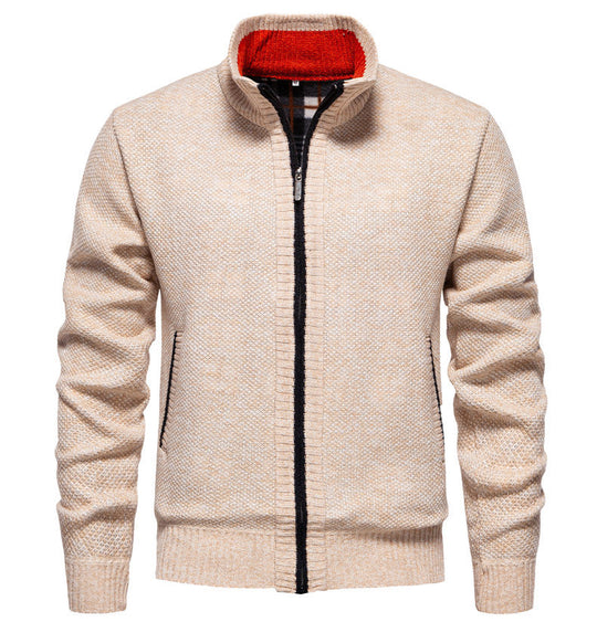 Herren sportliche Strickjacke mit Stehkragen EB