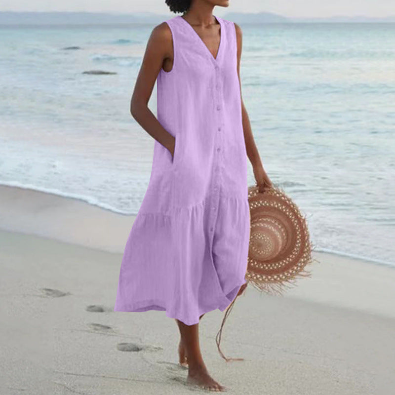 Damen Sommerliches Leinenkleid EB