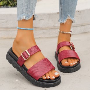 Damen Riemchen-Sandalen mit gepolstertem Fußbett und modischen Schnallen EB