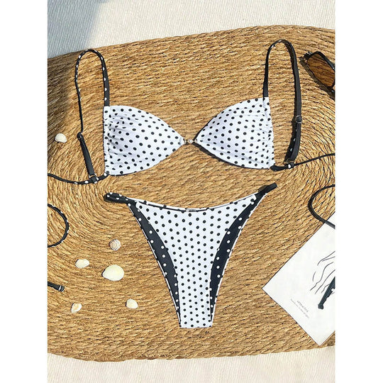 Damen Triangel-Bikini mit Punktemuster EB