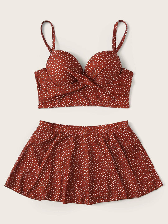 Damen Tankini-Set mit verspieltem Rock und gepolstertem Oberteil EB
