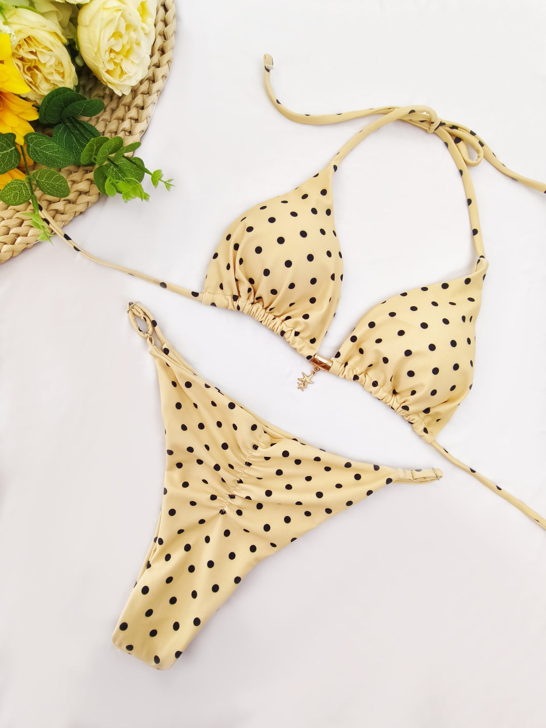 Damen Bikini-Set mit raffiniertem Polka-Dot-Design und verstellbarem Halter EB
