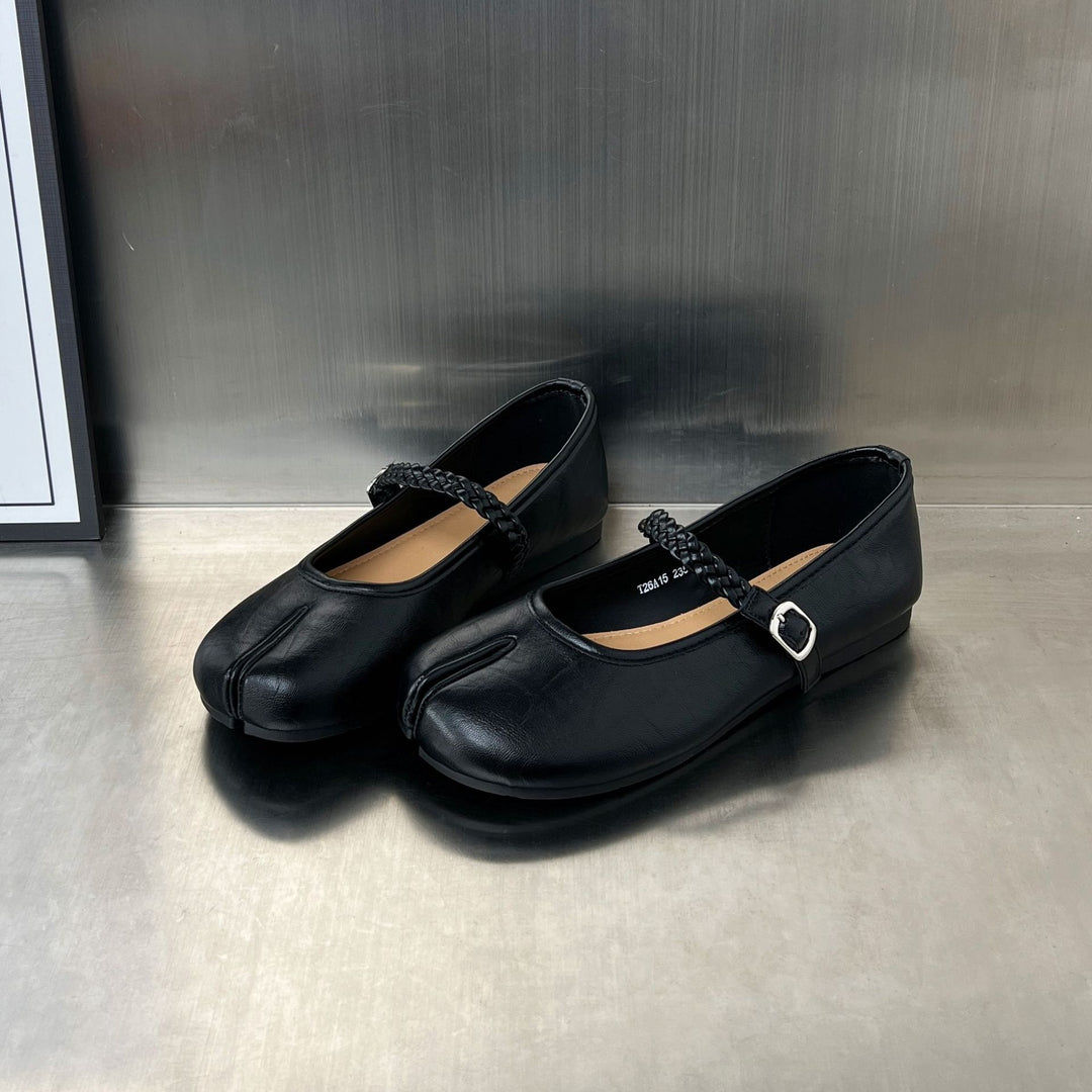 Damen Ballerinas mit geflochtenem Riemen und weichem Innenfutter EB