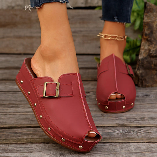 Damen Clogs mit modischem Schnallen-Design und trendiger Metallverzierung EB