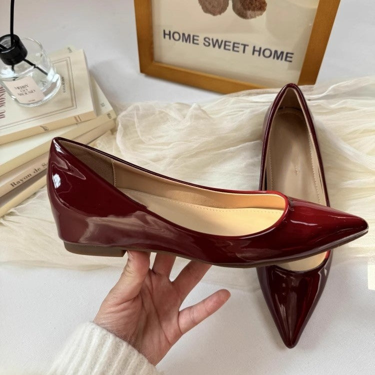 Damen spitze Ballerinas mit elegantem Glanzfinish EB