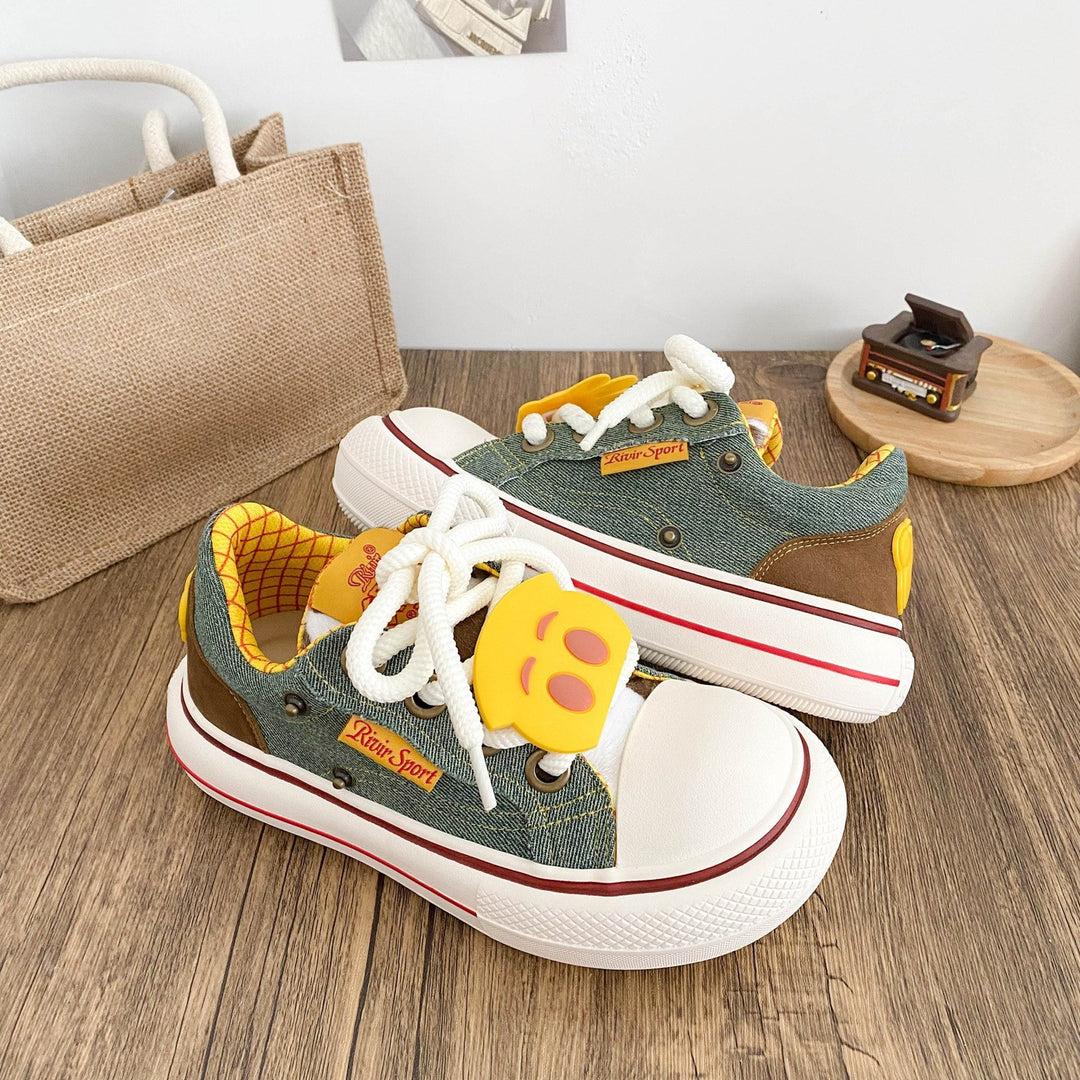 Damen Sportliche Sneaker mit buntem Denim-Obermaterial und praktischen Schnürdetails EB