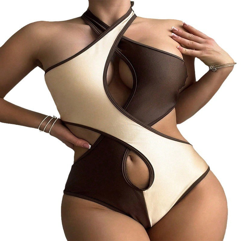 Damen Einteiliger Badeanzug mit modischen Cut-Outs EB