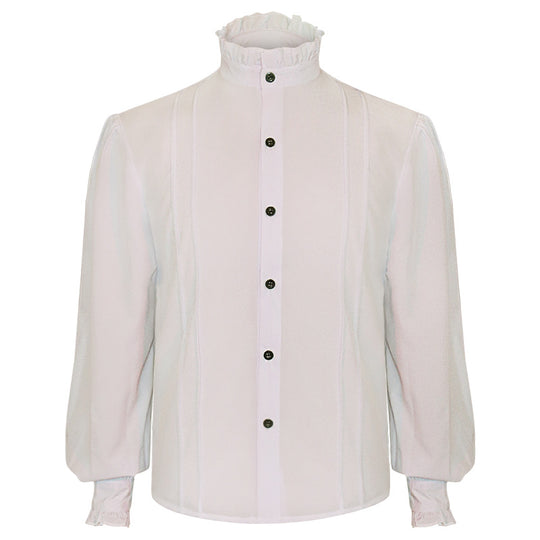 Damen nan elegante viktorianisch inspirierte Rüschenbluse mit hohem Kräuselkragen und Ballonärmeln Eb