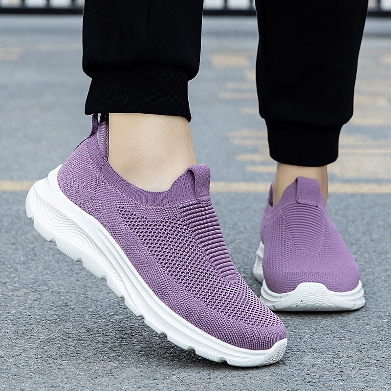 Damen Atmungsaktive Slip-On Sneakers mit flexiblem Strickdesign EB