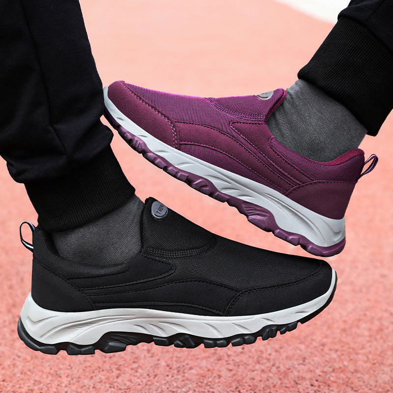 Damen nan sportlicher Slip-On Trekking-Sneaker mit atmungsaktivem Textiloberteil, elastischem Einstieg und profiliertem Outdoor-Laufsohle EB