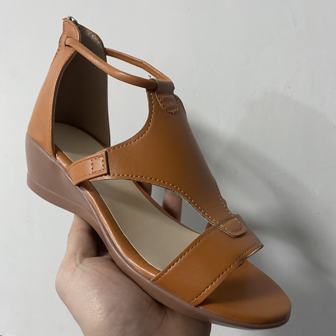 Damen elegante Wedge-Sandalen mit verstellbaren Riemen und anatomischem Fußbett EB