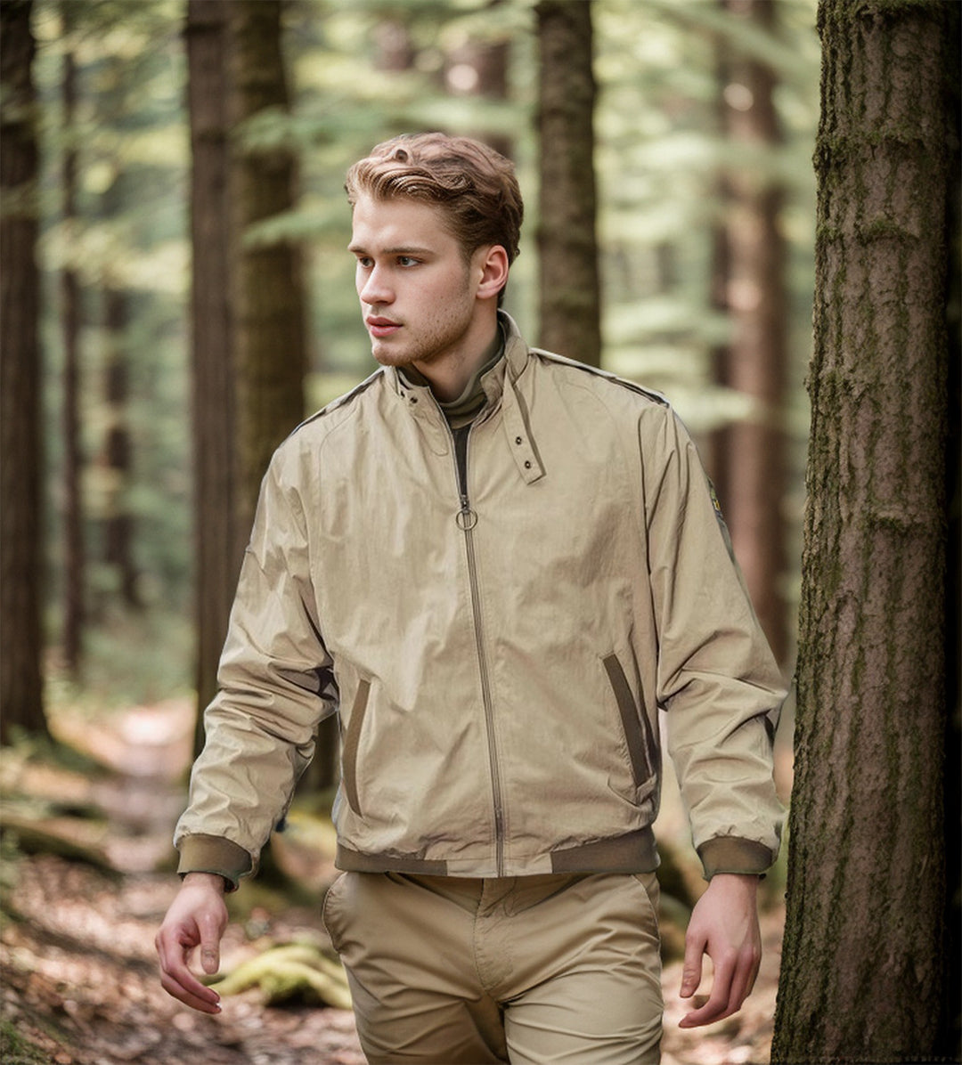 Herren leichte Übergangsjacke mit hohem Kragen und praktischen Eingrifftaschen EB