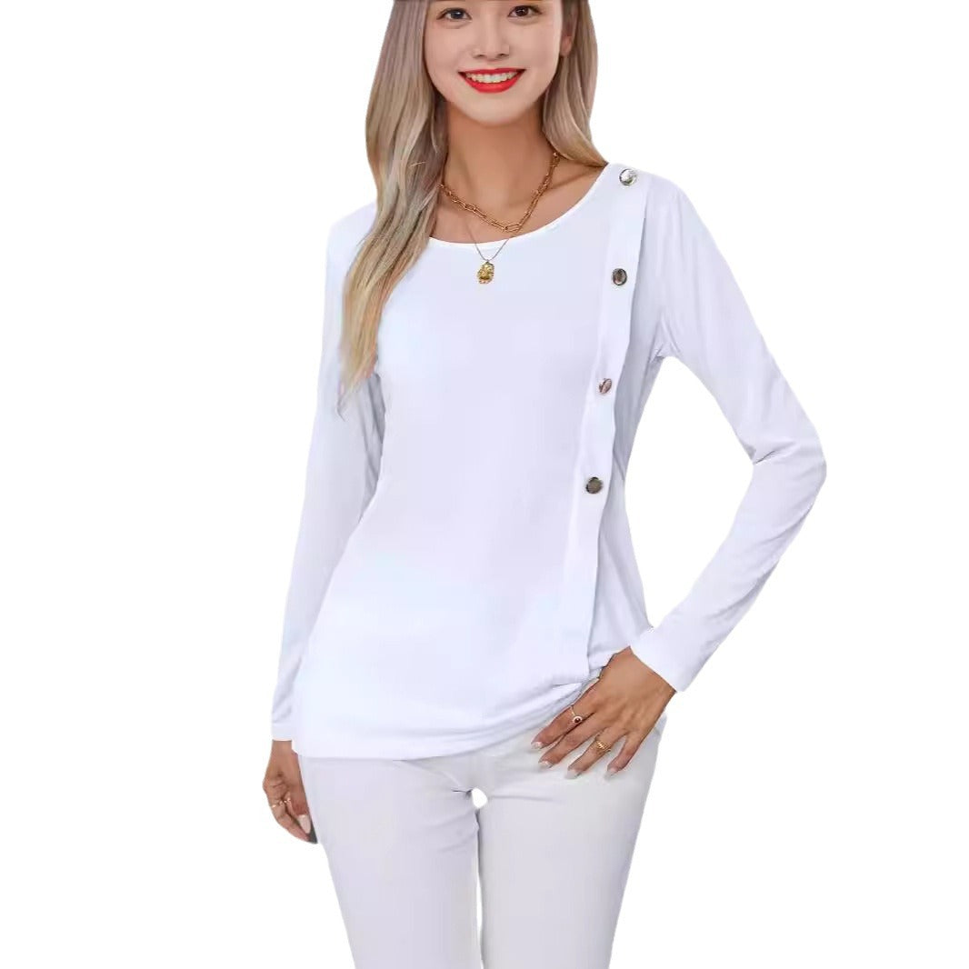Damen Langarmshirt mit raffinierten Knopfdetails EB