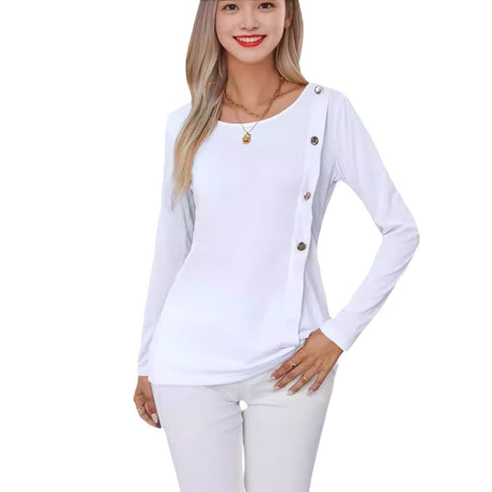 Damen Langarmshirt mit raffinierten Knopfdetails EB