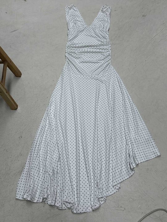 Damen Maxikleid mit asymmetrischem Saum und tiefem V-Ausschnitt EB