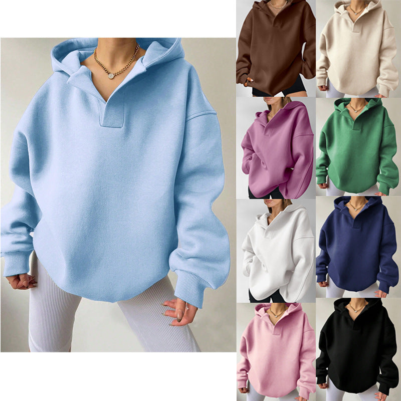 Damen Oversized Kapuzenpullover mit einzigartigem Kragen EB