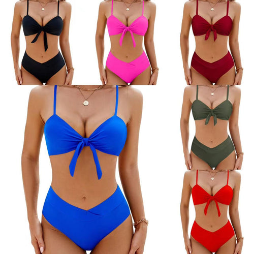 Damen Hochtaillierter Bikini mit knotenfreiem Oberteil EB