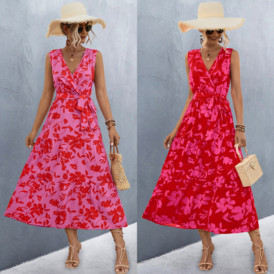 Damen Wickelkleid mit floralem Muster und eleganter Raffung EB
