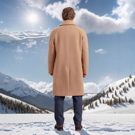 Herren eleganter Wollmantel mit doppelter Knopfreihe und praktischen Eingrifftaschen EB