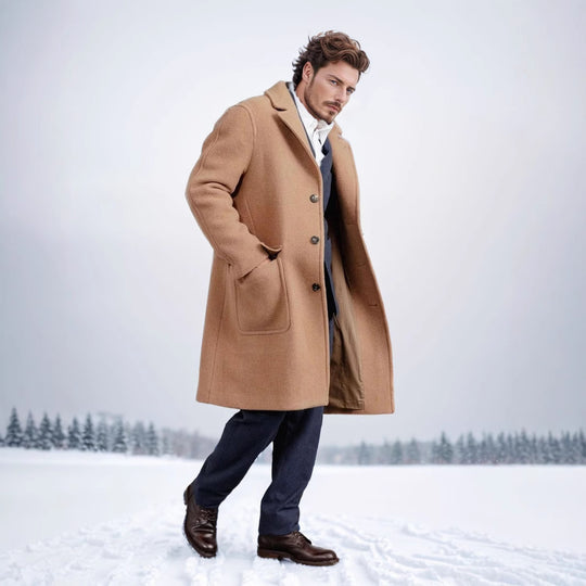 Herren eleganter Wollmantel mit modernem Schnitt und praktischen Taschen EB