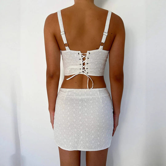 Damen Spitzenträger-Top und Minirock Set EB