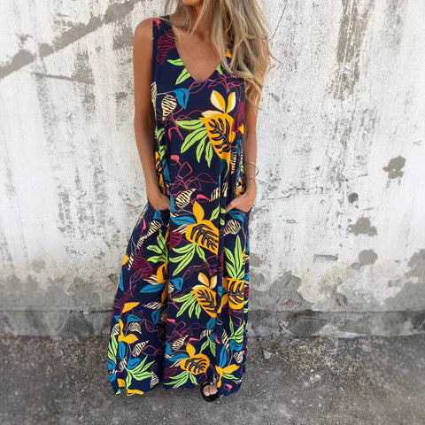 Damen Sommerliches Maxikleid mit buntem Tropenmuster EB