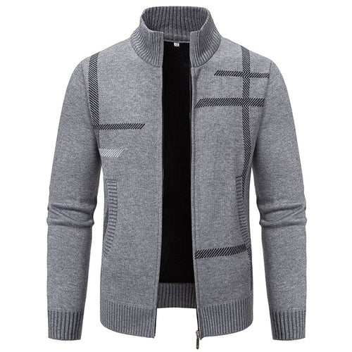 Herren Strickjacke mit modernem Zipper und hohem Kragen EB