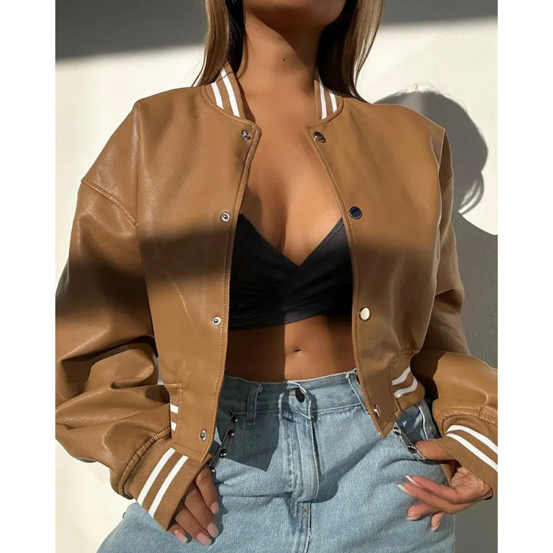 Damen Sportliche cropped Bomberjacke im Vintage-Stil EB