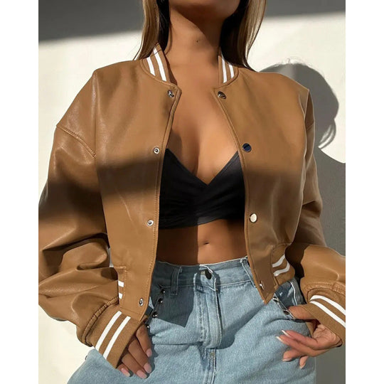 Damen Sportliche cropped Bomberjacke im Vintage-Stil EB