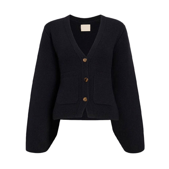 Damen Strickjacke mit tiefem V-Ausschnitt und praktischen Taschen EB