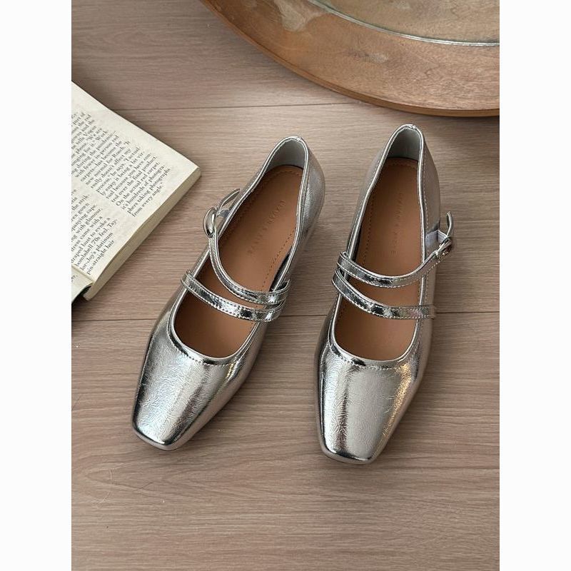 Damen elegante Mary Jane Schuhe mit doppeltem Riemchen und spitzem Zehenbereich EB