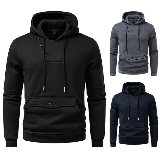 Herren Stylische Kapuzenpullover mit Knopfdetails EB