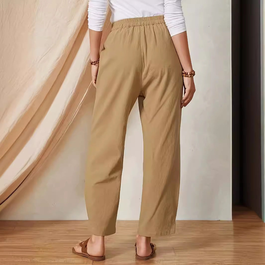 Damen Elegante Freizeithose mit elastischem Bund und praktischen Taschen EB
