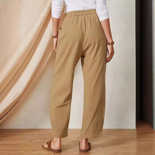 Damen Elegante Freizeithose mit elastischem Bund und praktischen Taschen EB