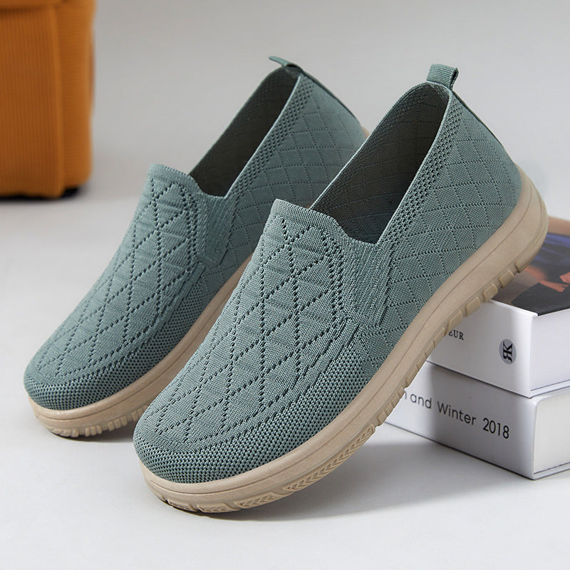 Damen Bequeme Slip-On Freizeitschuhe mit atmungsaktiver Oberflächenstruktur EB