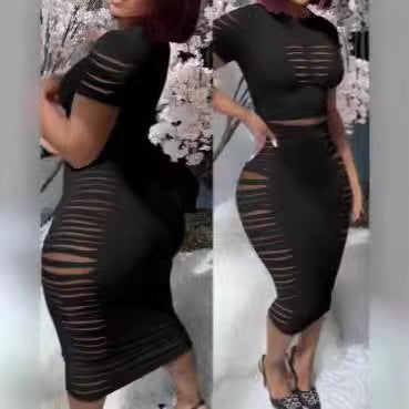 Damen Figurbetontes Kleid mit transparenten Cut-Out-Details EB