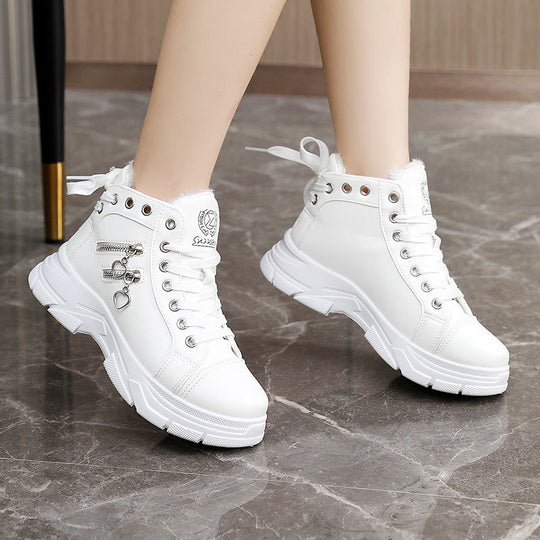 Damen Sportliche High-Top Sneakers mit modischen Details und kuscheligem Innenfutter EB