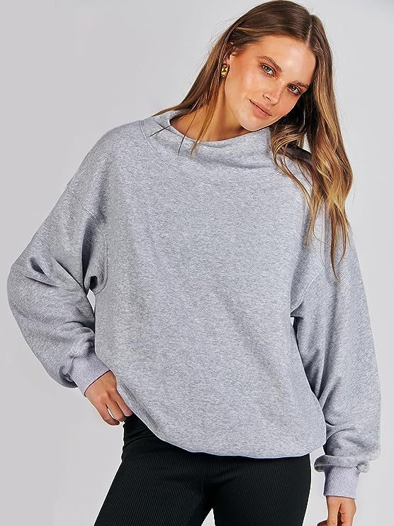 Damen lässiger Oversized Pullover mit schmalem Bund EB