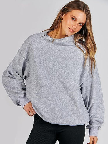 Damen lässiger Oversized Pullover mit schmalem Bund EB