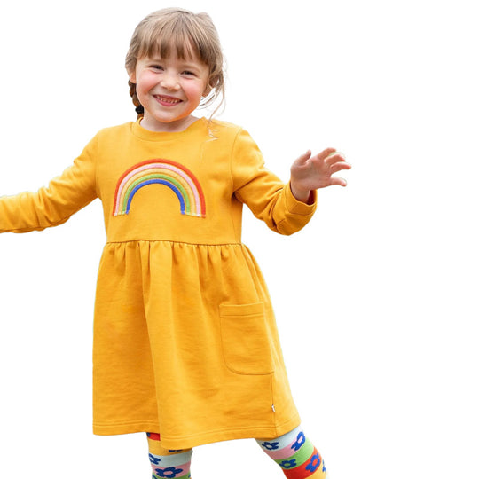 Mädchen Freizeitkleid mit Regenbogen-Stickerei EB