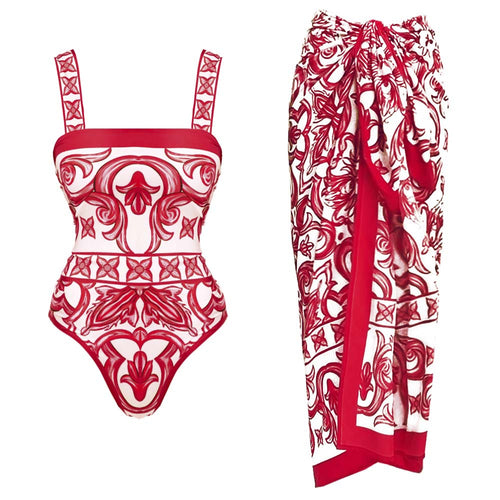 Damen Einteiler Badeanzug mit kunstvollem floralem Design EB