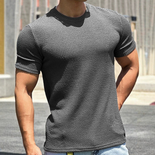 Herren strukturiertes T-Shirt in schlanker Passform mit Rundhalsausschnitt EB